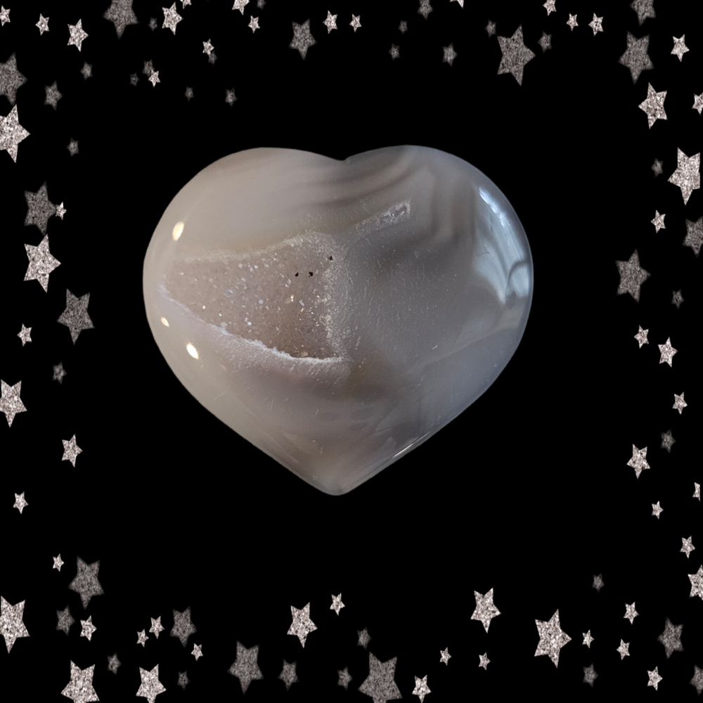 Heart-Shaped Druzy Agate Stone